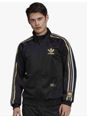 adidas Black Jacket with Gold Accents